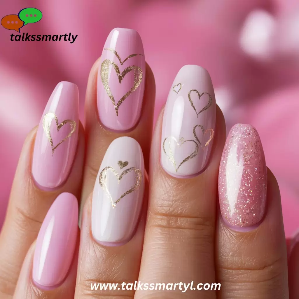 Pink Hearts: Sweet heart designs on pink nails